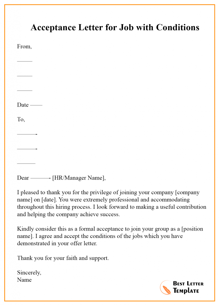 Job Acceptance Letter Template
