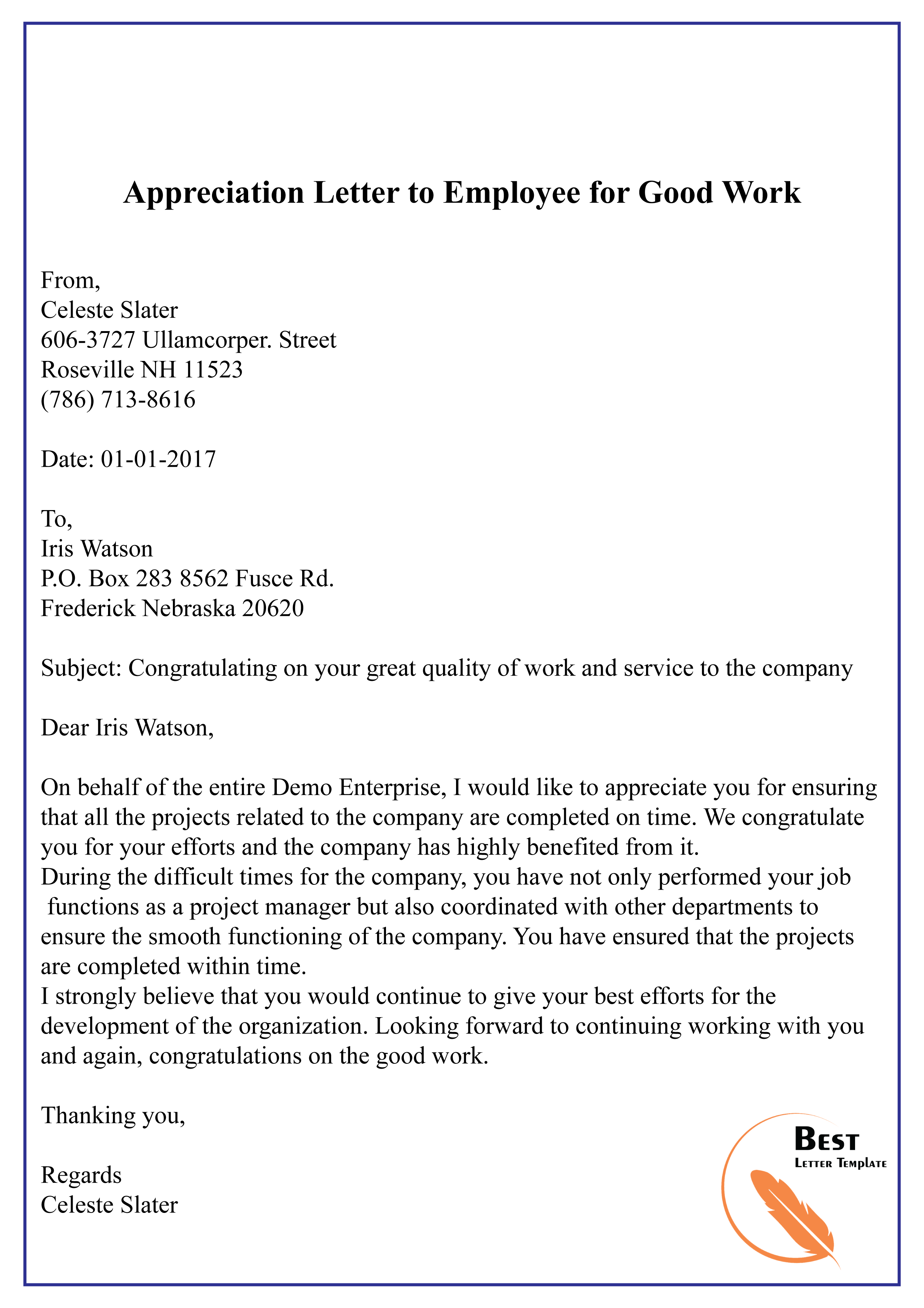 Employee Appreciation Email Template