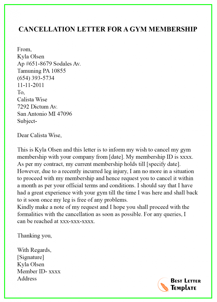 Cancellation Letter Template