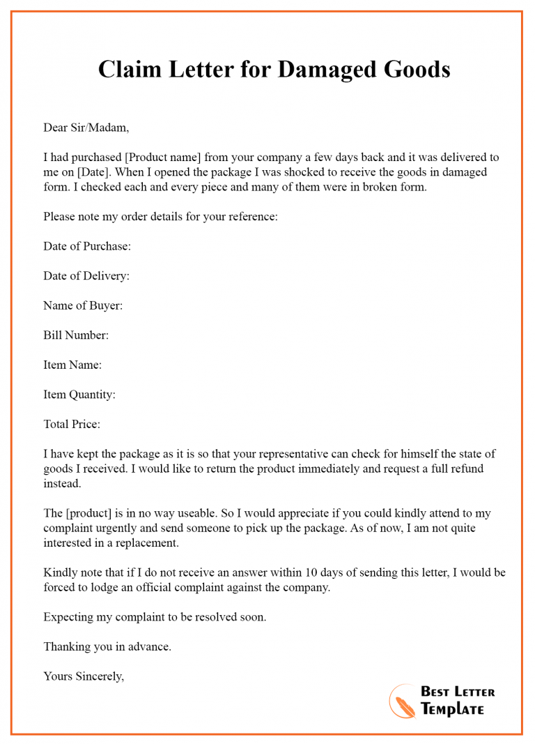4+ Free Claim Letter Template – Format, Sample & Example