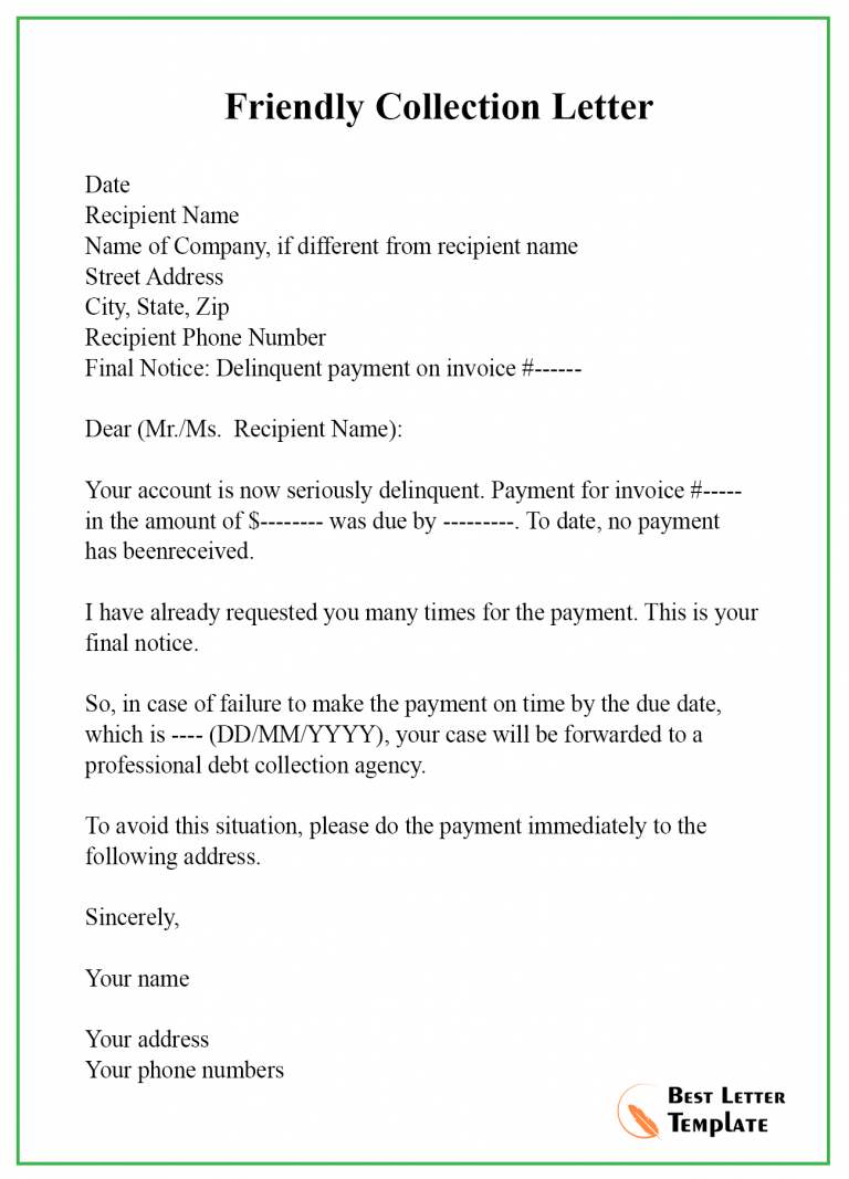 Collections Letter Template