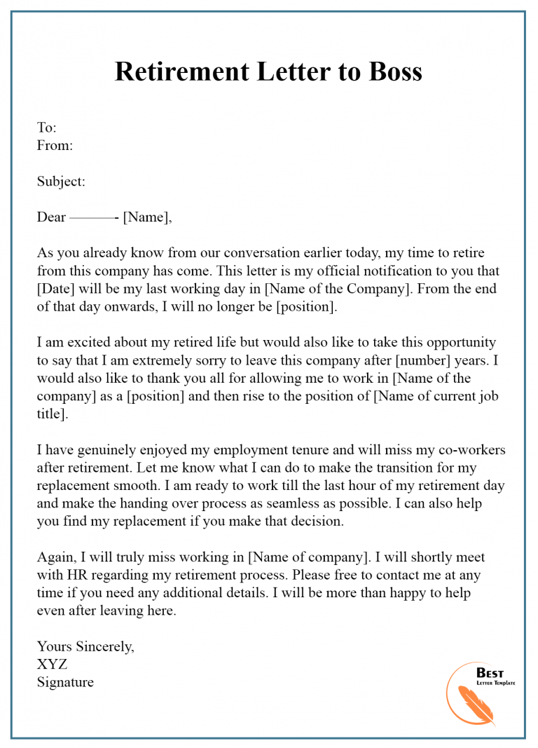 best way to write a retirement letter