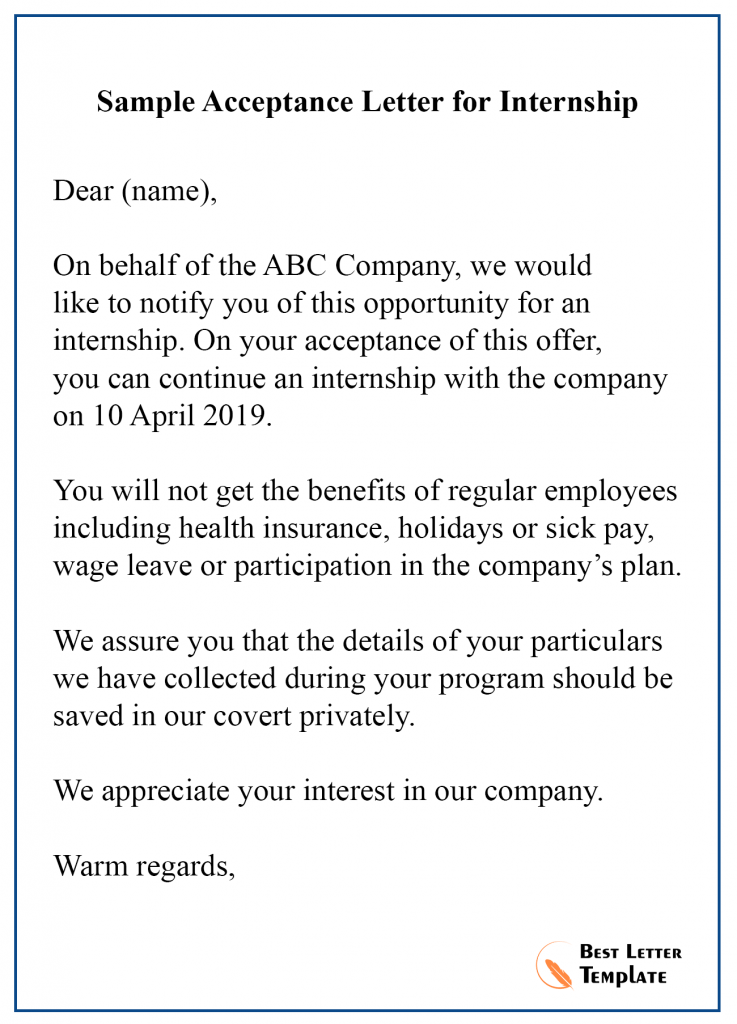 Internship Letter From Company from bestlettertemplate.com