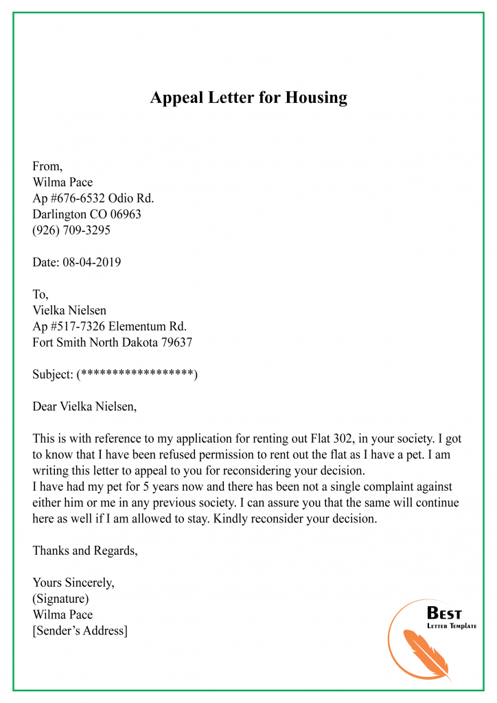 Appeal Letter For Reconsideration from bestlettertemplate.com