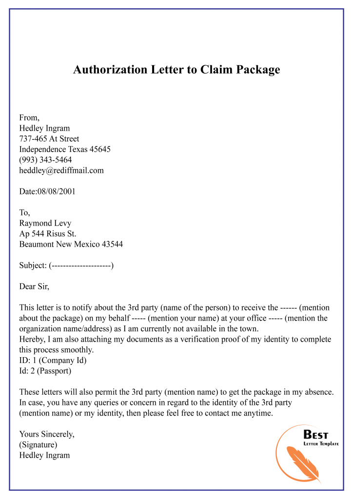 Authorization Letter To Get Documents On My Behalf from bestlettertemplate.com
