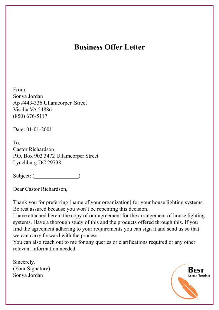 business offer letter