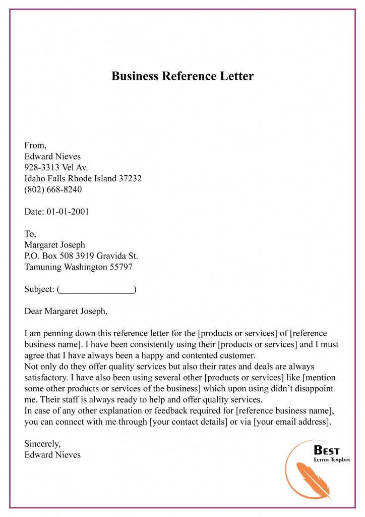 Business Reference Letter