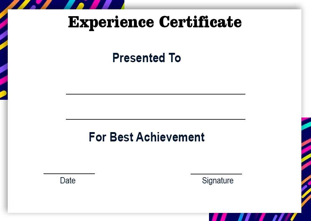 Experience Certificate for Job