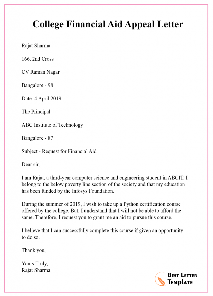 Academic Appeal Letter Examples from bestlettertemplate.com