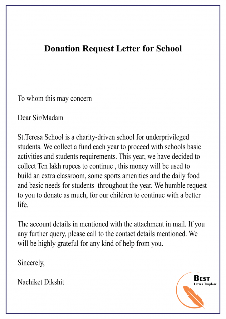 Donation Request Letter for School