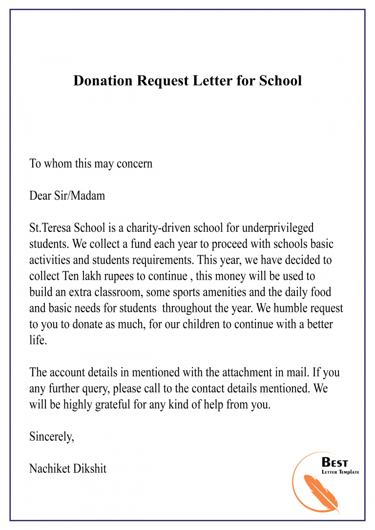field trip donation request letter
