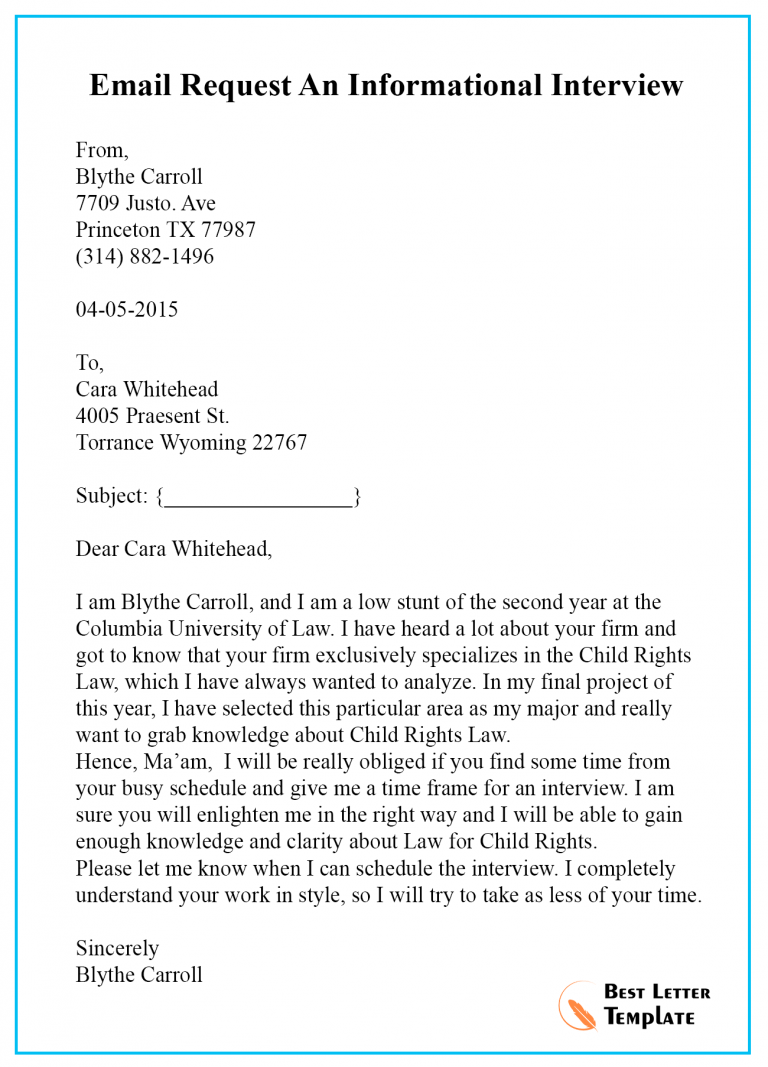 thesis interview request letter