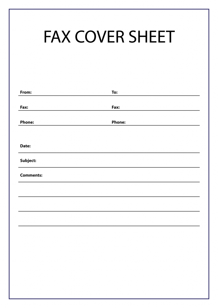 Personal fax cover sheet