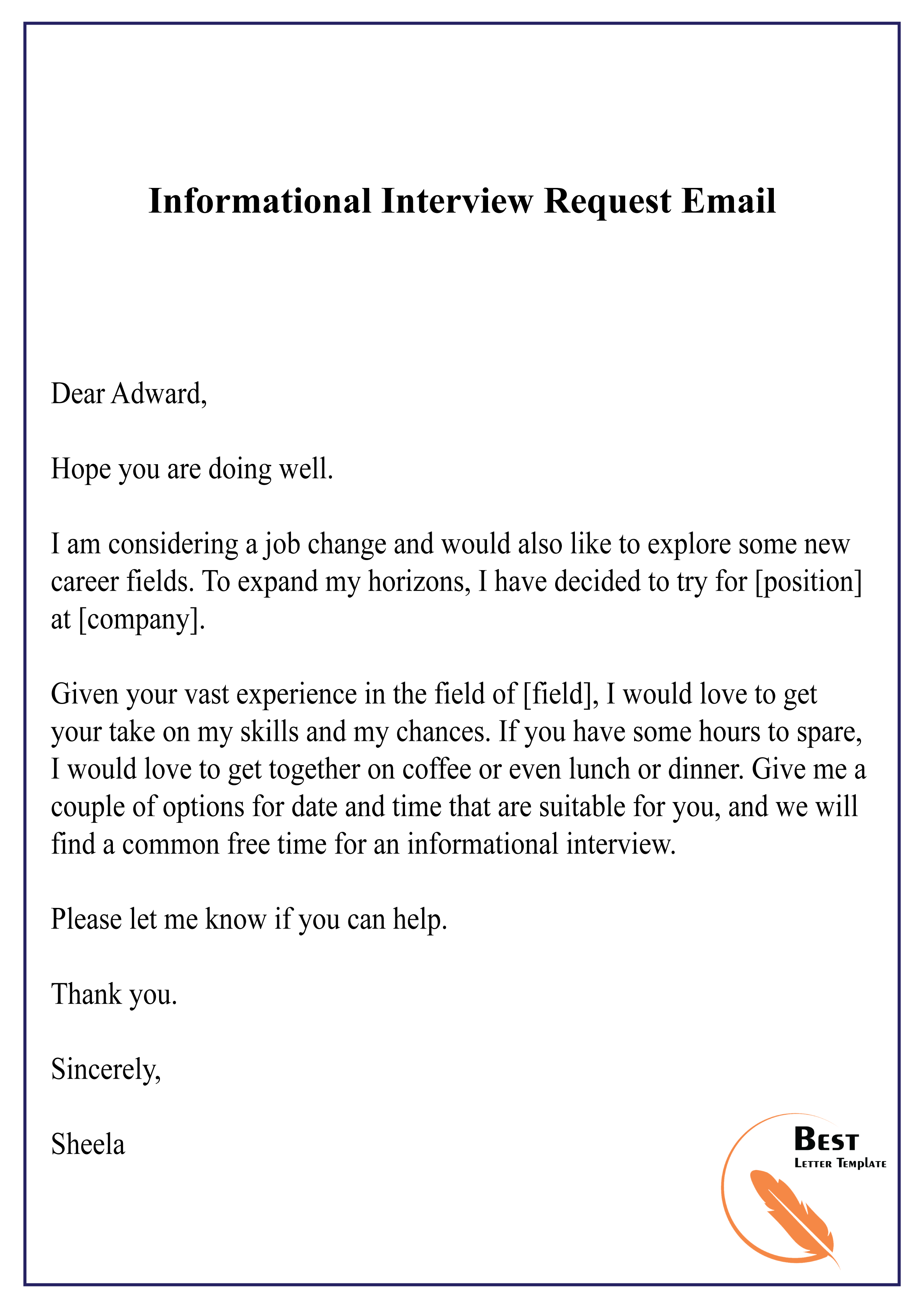 Thank You Letter For Informational Interview from bestlettertemplate.com