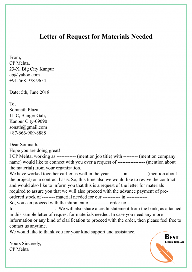 research letter of request