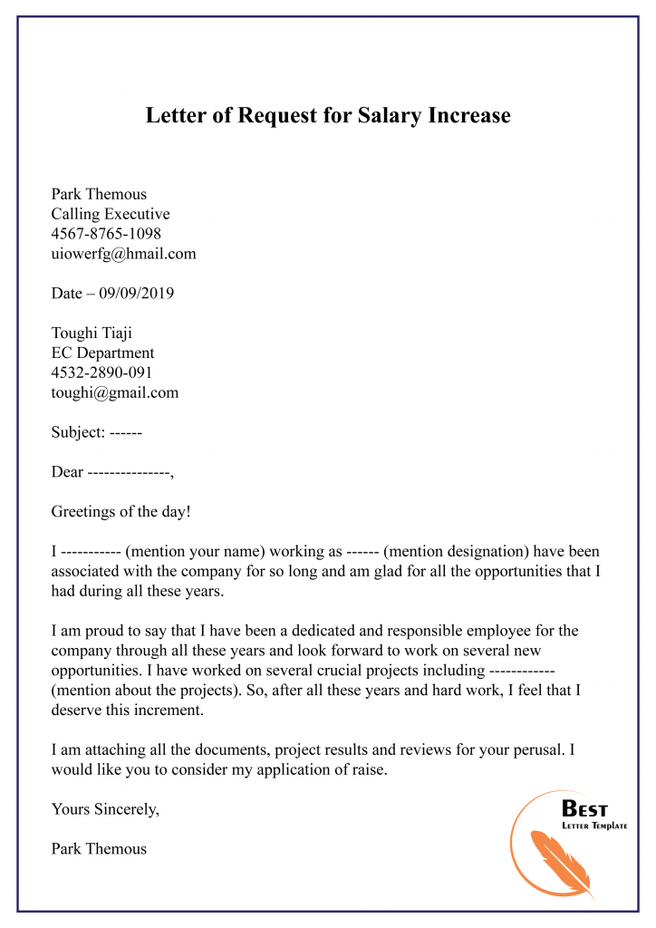 Increment Request Letter