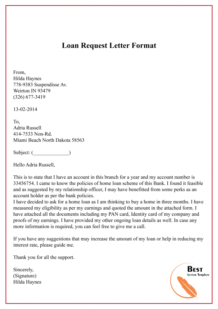 4 Free Sample Request Letter Template To Bank With Example
