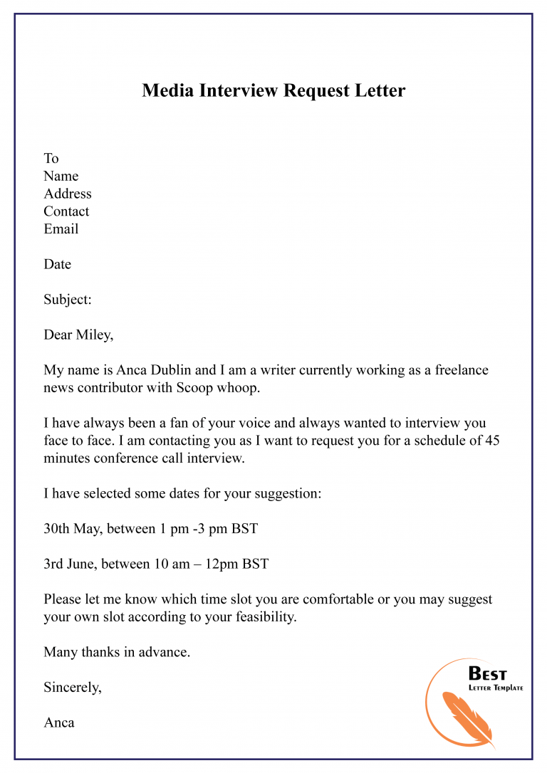Request An Interview Letter
