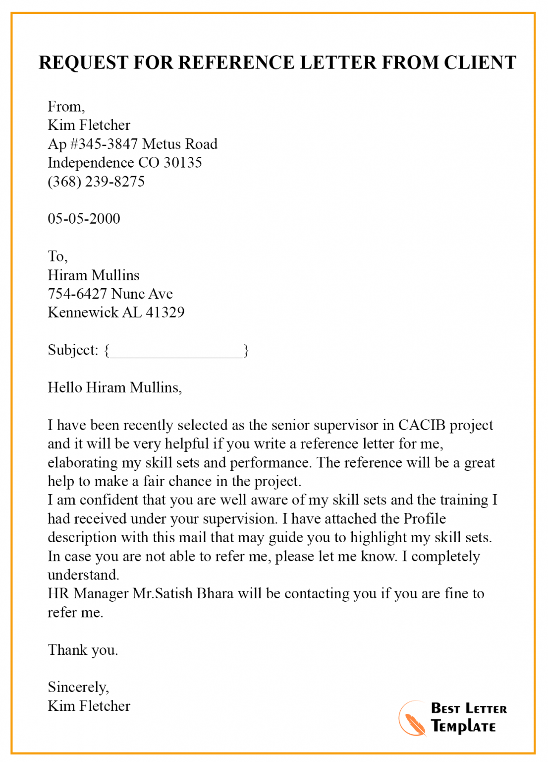 Request Letter Template for Recommendation - Sample & Example