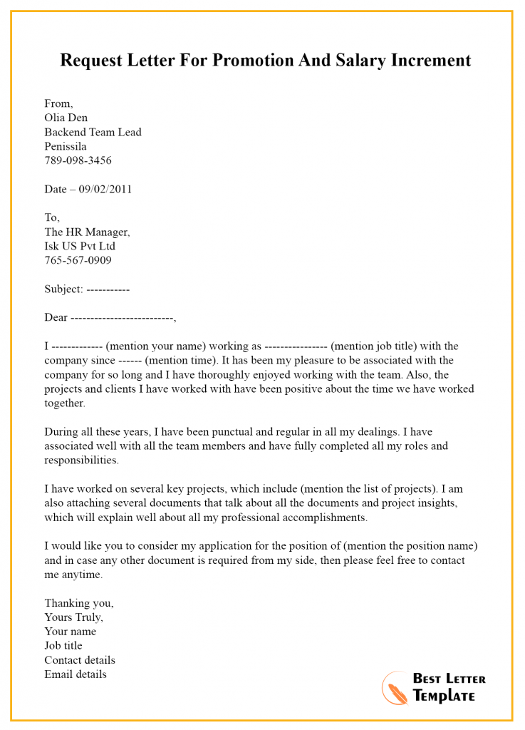 Letter To Request Promotion from bestlettertemplate.com