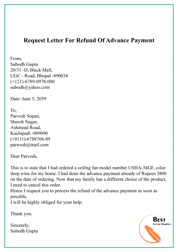 Sample Letter For Return Of Security Deposit from bestlettertemplate.com