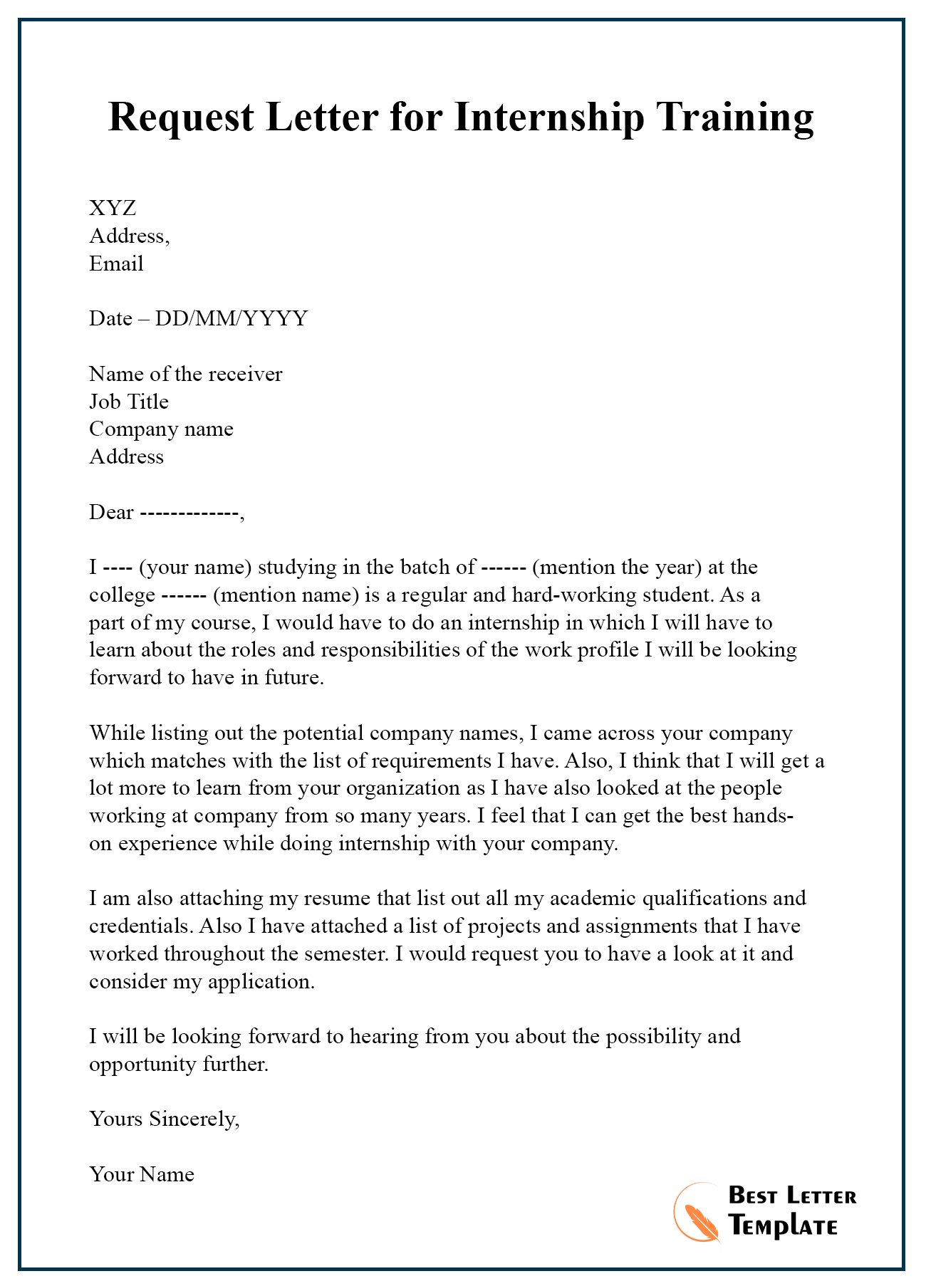 example of application letter for on the job training