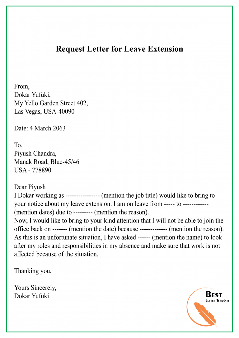 holiday leave application letter for office