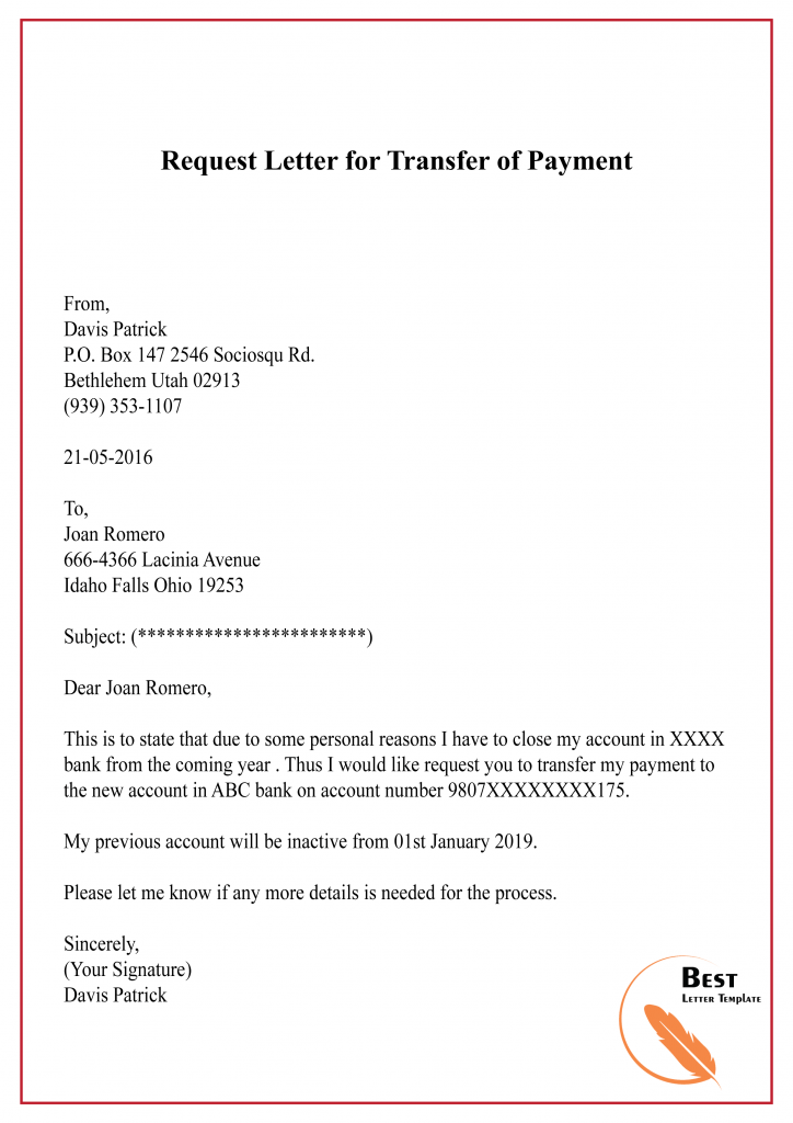Sample Letter Of Request For Transfer