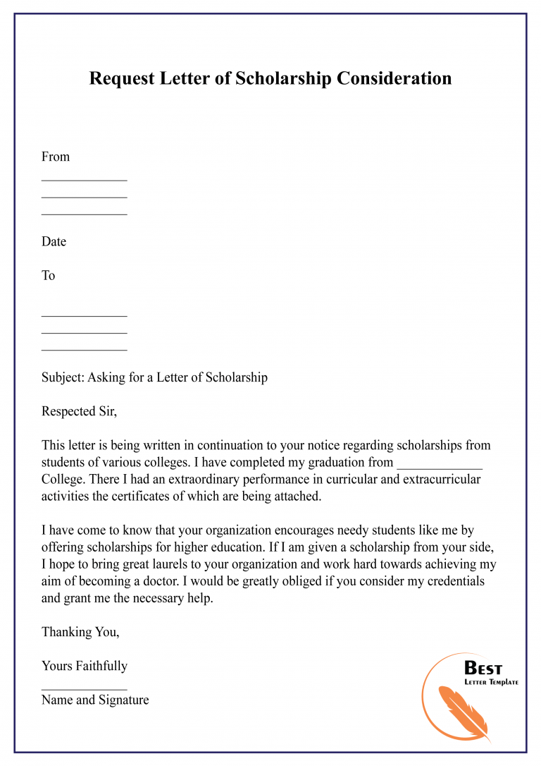 Sample Request Letter Template For Scholarship PDF Word Doc 