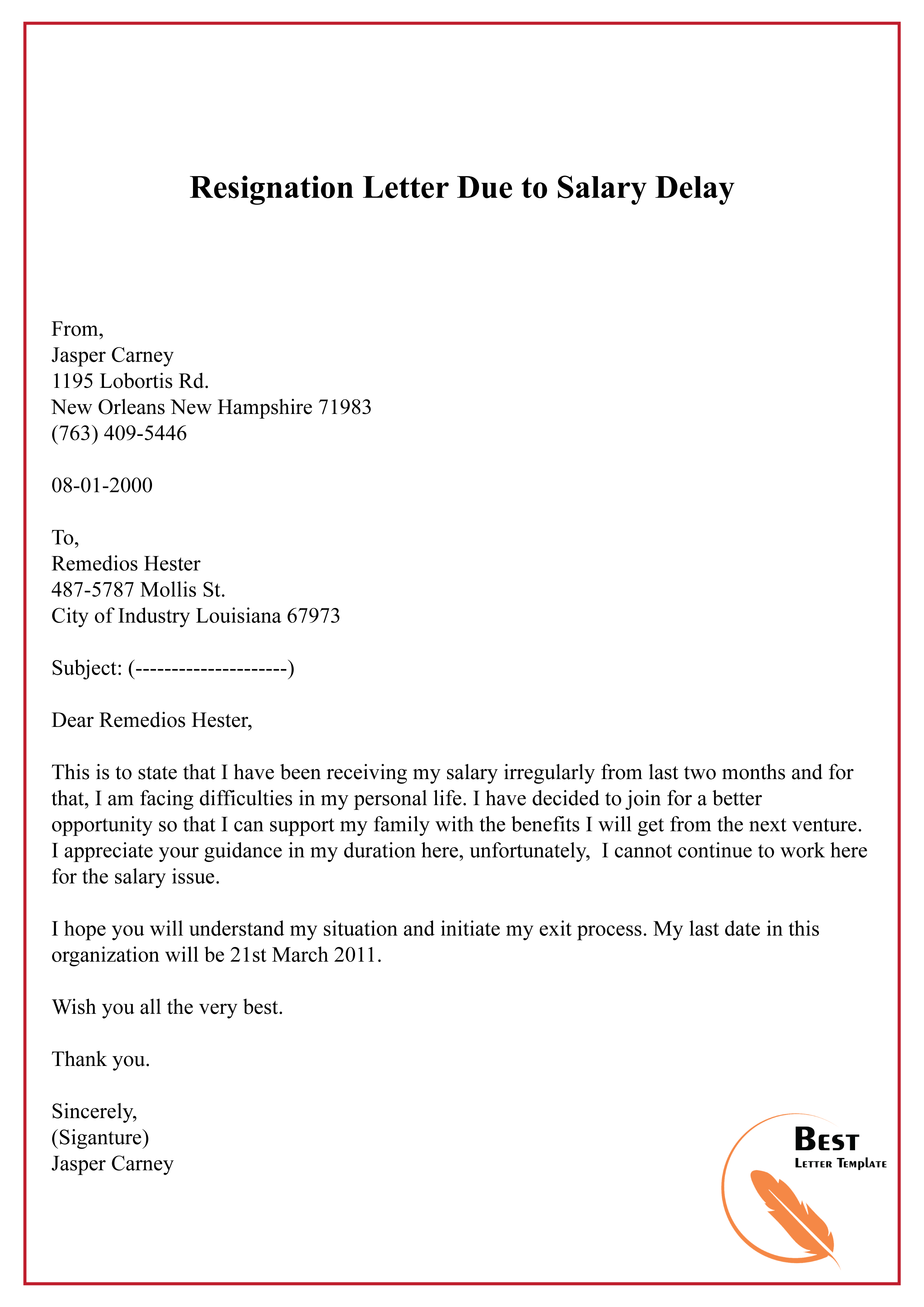 resignation letter format with request for experience certificate
