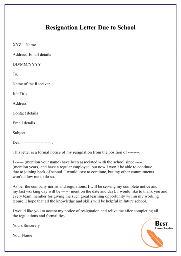 Resignation Letter Due To Bad Management from bestlettertemplate.com