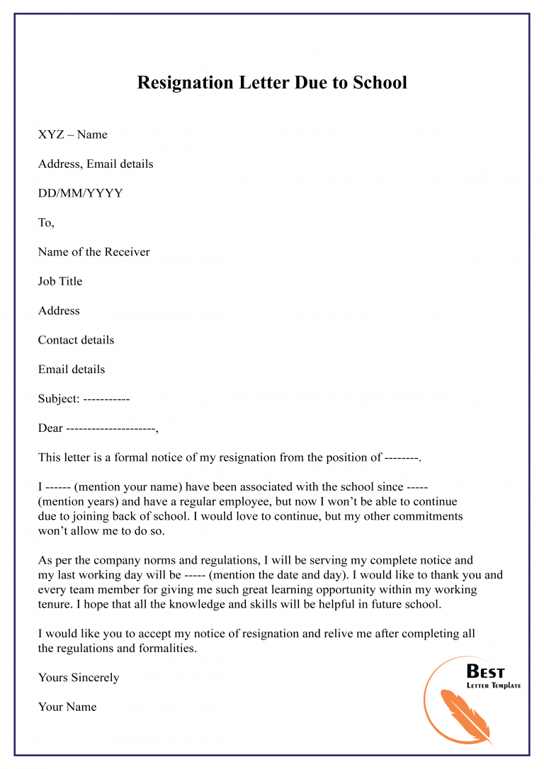 Resignation Letter For Personal Reason Format Sample And Example