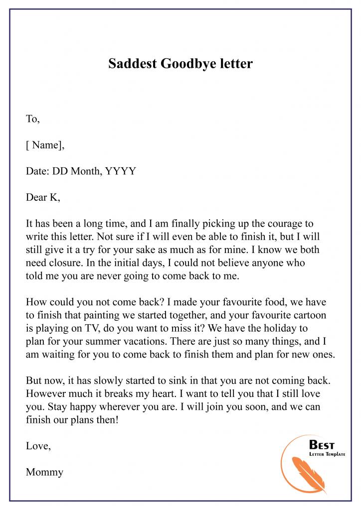 Saddest Goodbye letter