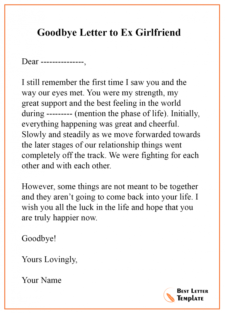 Goodbye Letter Template to Ex.