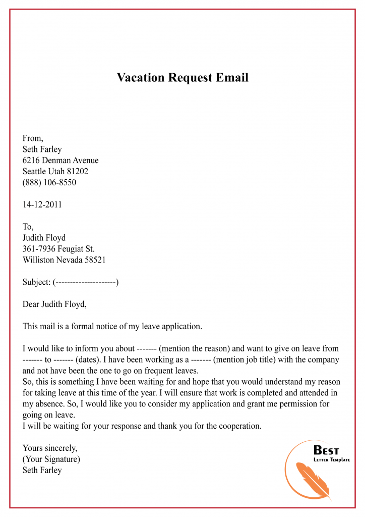 travel request letter format