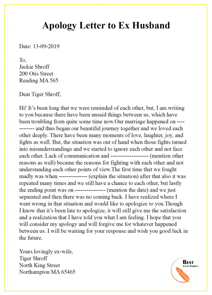Letter To Separated Husband from bestlettertemplate.com
