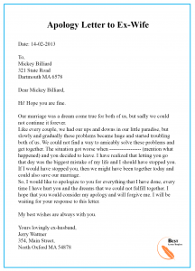 Apology Letter Template to Ex Girlfriend/ Boyfriend - Sample & Examples