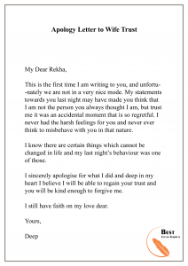 Apology Letter to Wife Trust