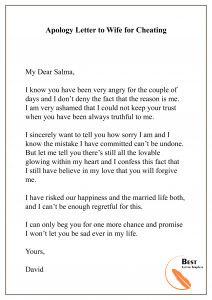 Apology Letter to Wife for Cheating