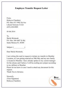 Employee Transfer Request Letter