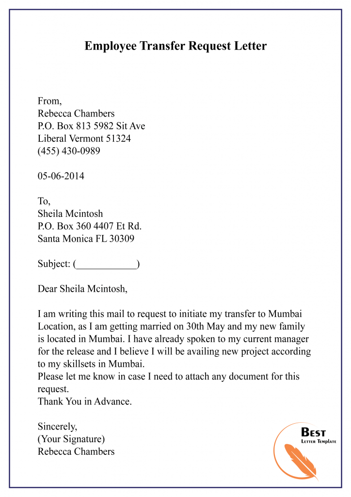 job reassignment letter template