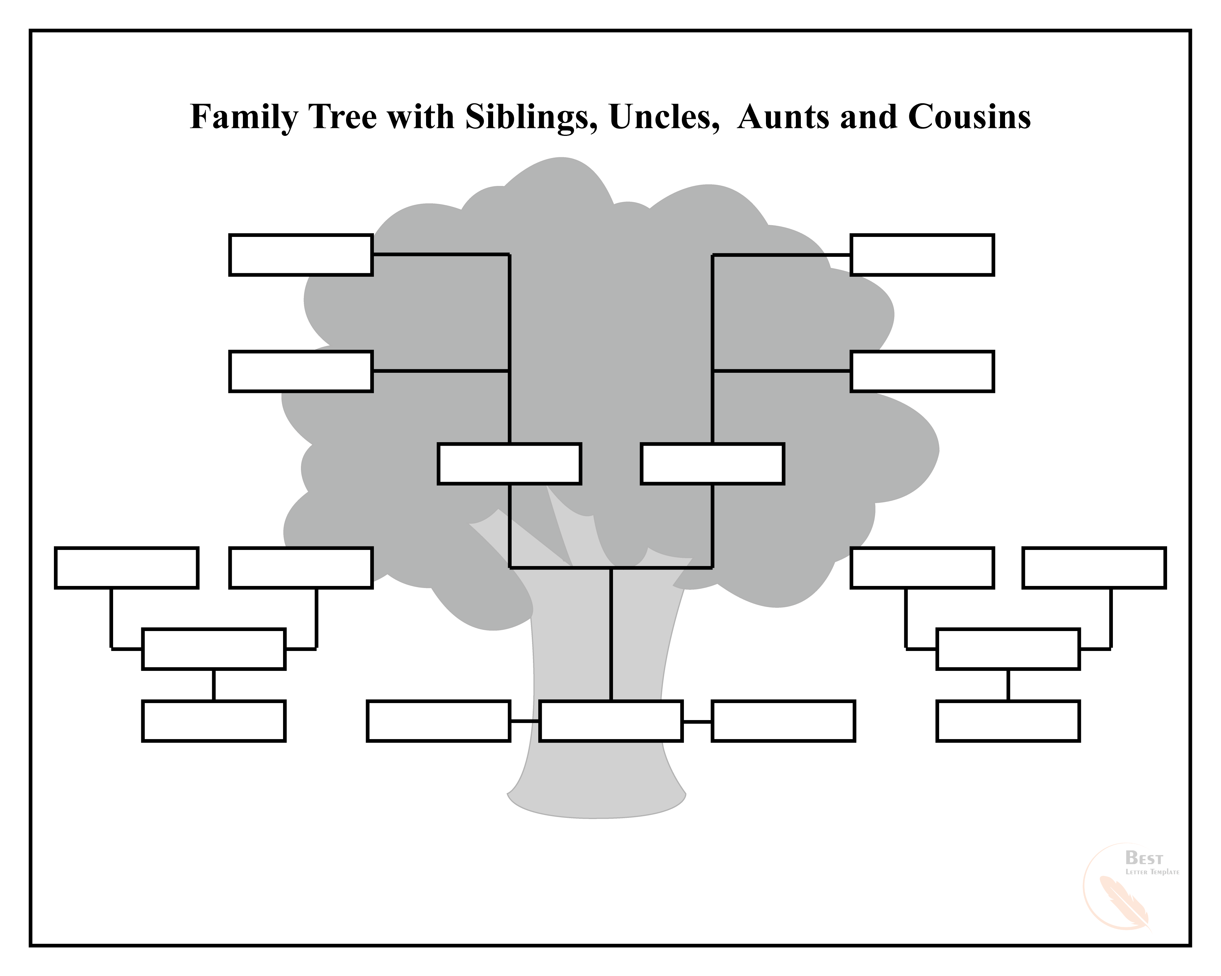 Family Tree Template with Siblings Aunts Uncles Cousins