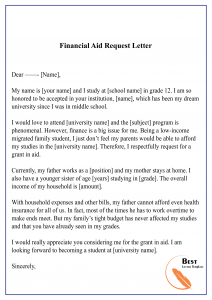 Financial Aid Request Letter Sample from bestlettertemplate.com