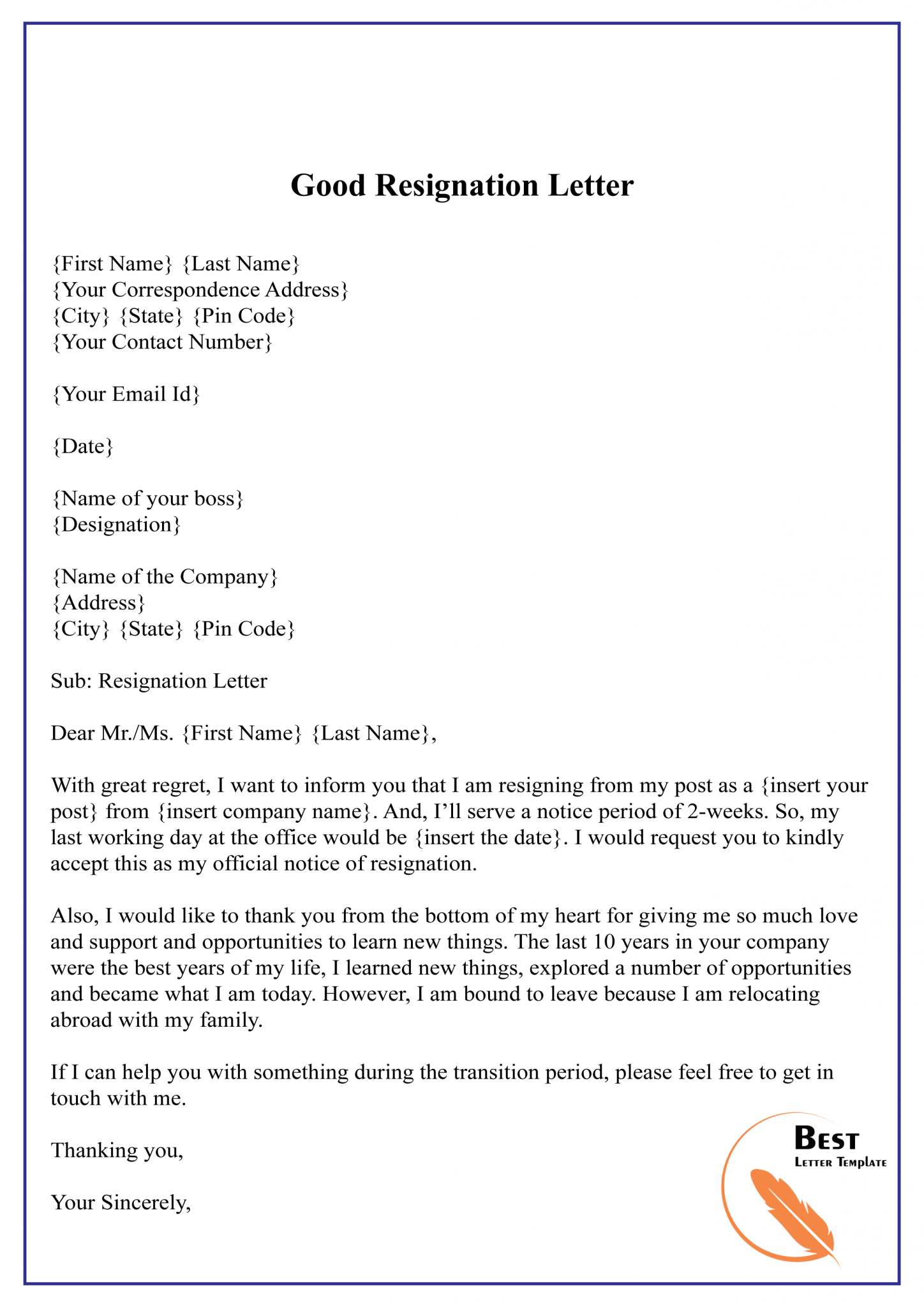 10 Free Resignation Letter Template PDF Word Doc 10 Free Resignation Letter Template PDF Word Doc