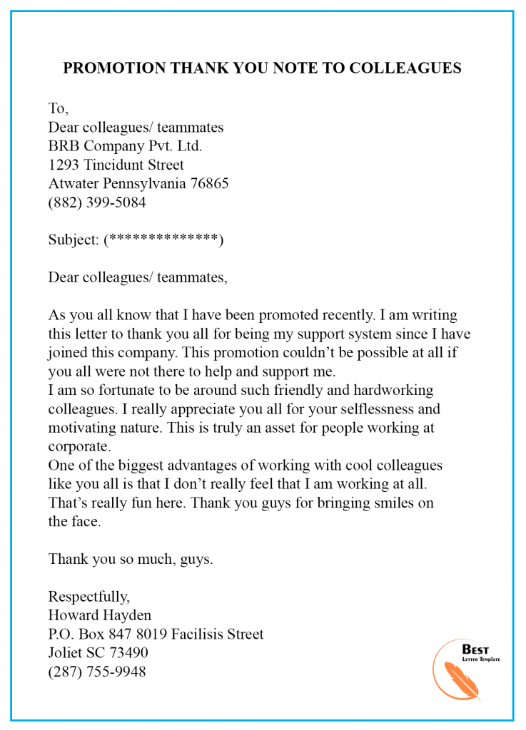 Thank You Letter To Colleagues from bestlettertemplate.com