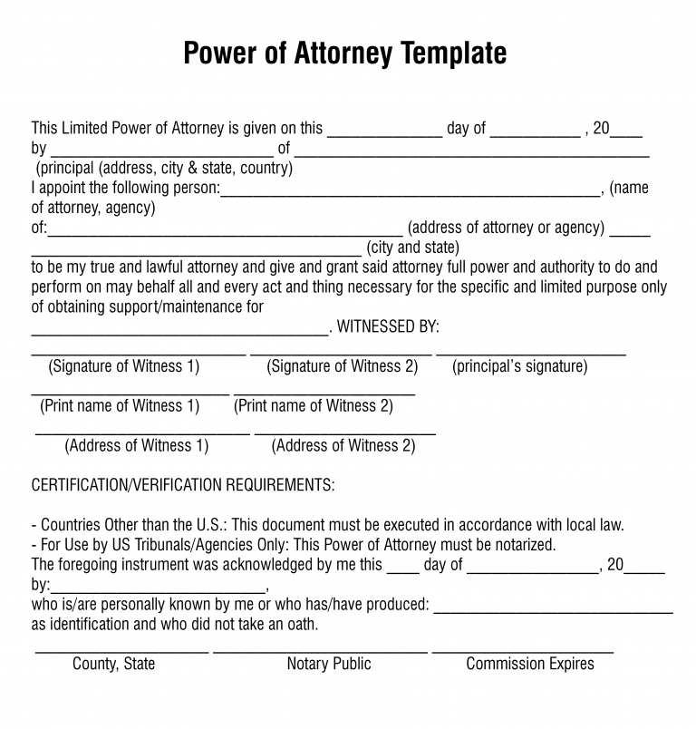 Free Printable Power Of Attorney Forms Word Or Pdf