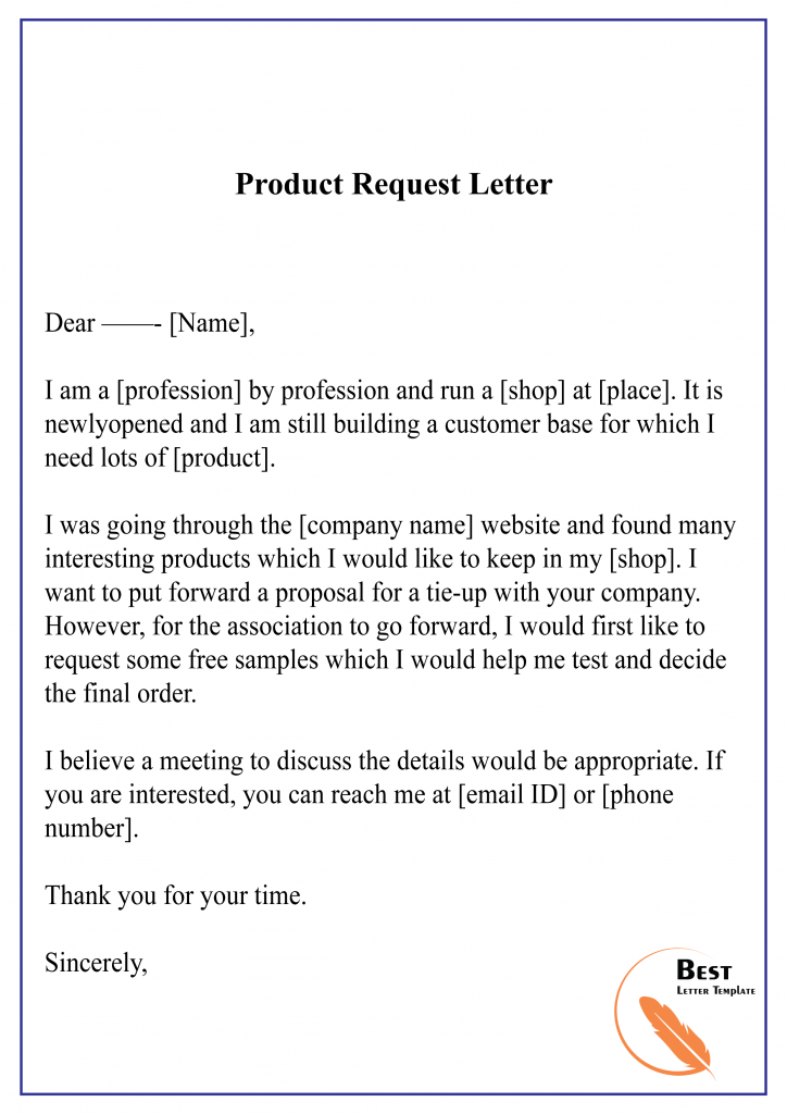 application letter stating purpose for product registration