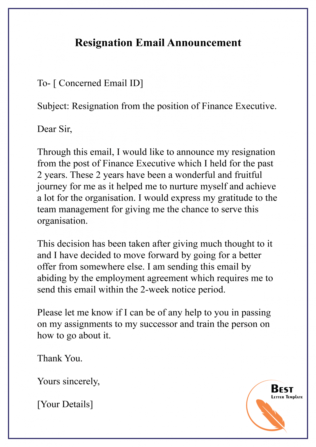 How to write a Resignation Email Resignation Email Format