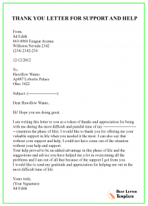 Thank You Letter Template for Support - Sample & Examples