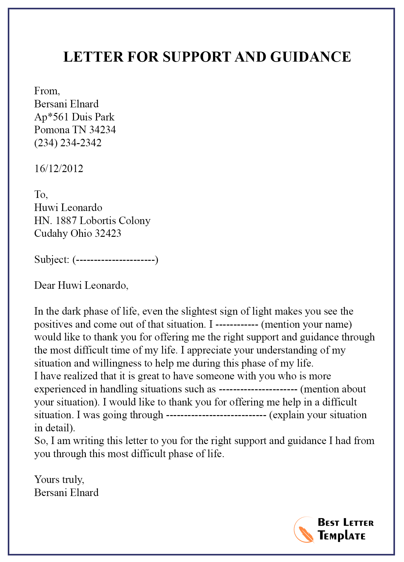 Thanks Letter For Support And Guidance Best Letter Template